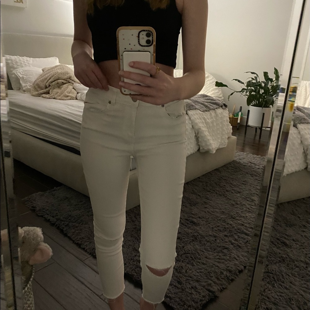 White Stretchy High Waisted Skinny Jean